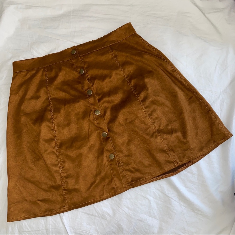 NEW Brown thin faux suede skirt